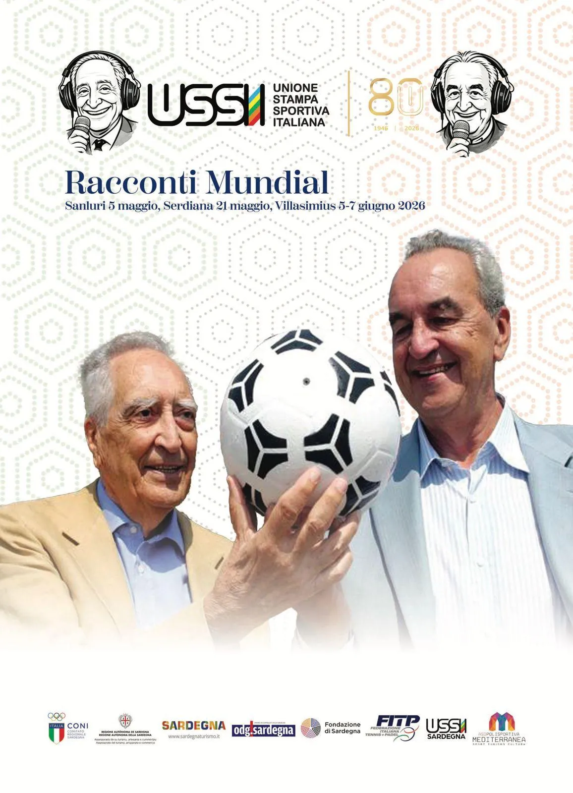 Locandina di Racconti Mundial, omaggio a Nando Martellini e Bruno Pizzul.